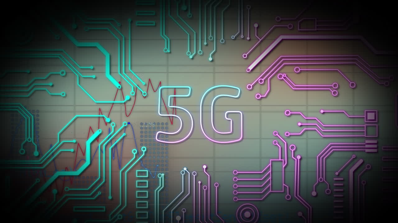 animación de circuito integrado, procesamiento de datos y 5g sobre fondo verde