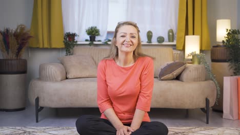 woman winking at camera.