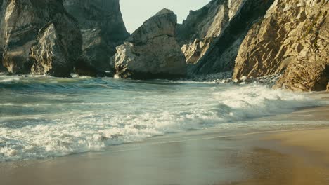 rocky beach with waves