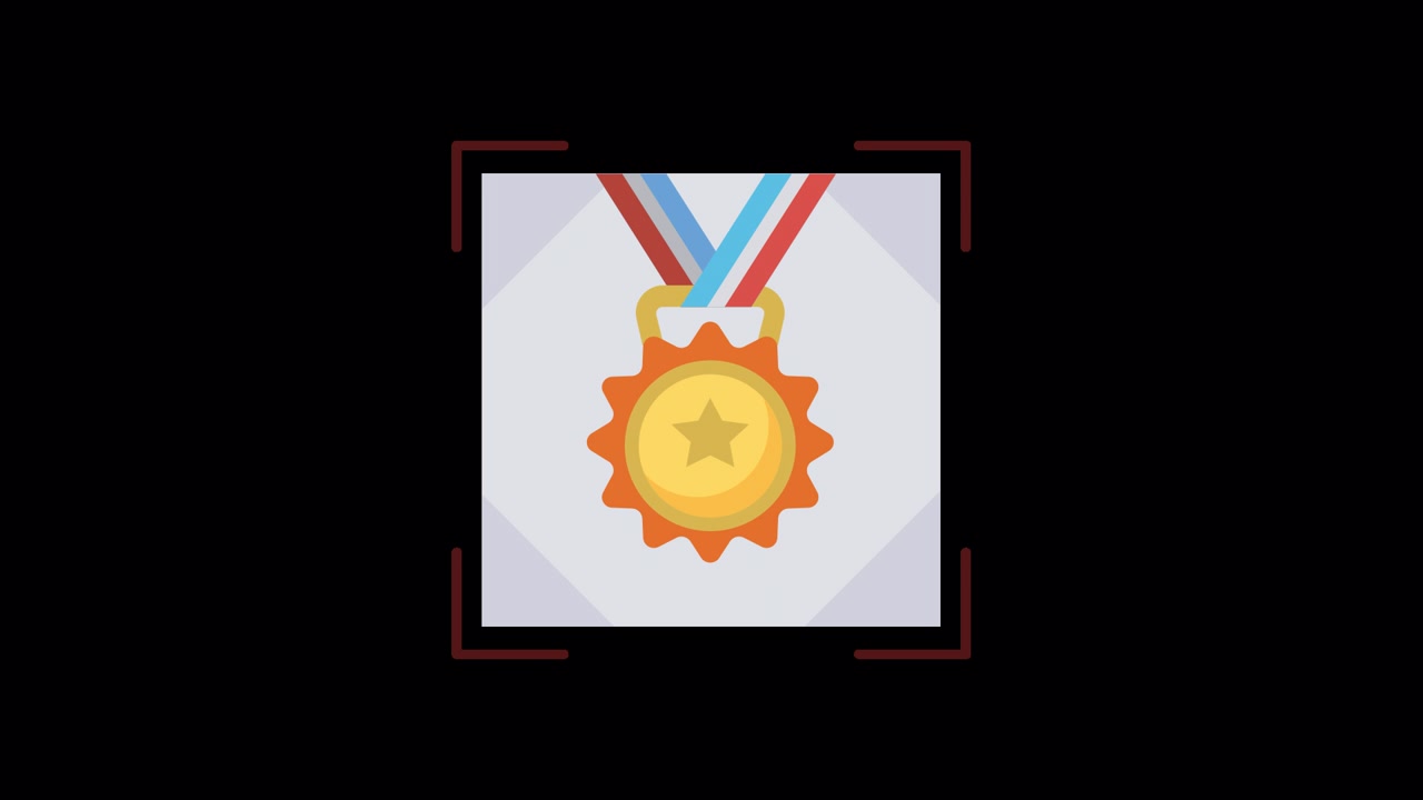 Animated Gold Medal Icon with Star and Ribbon