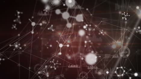 animación del procesamiento de datos y la red de conexiones