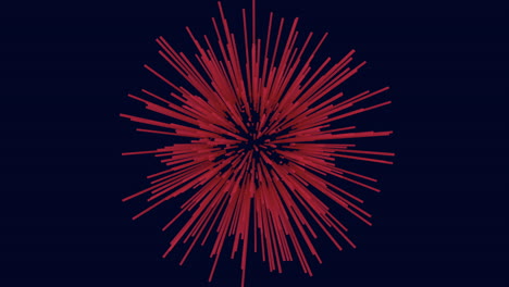 Explosive firework striking stylized red and black lines shape the sky