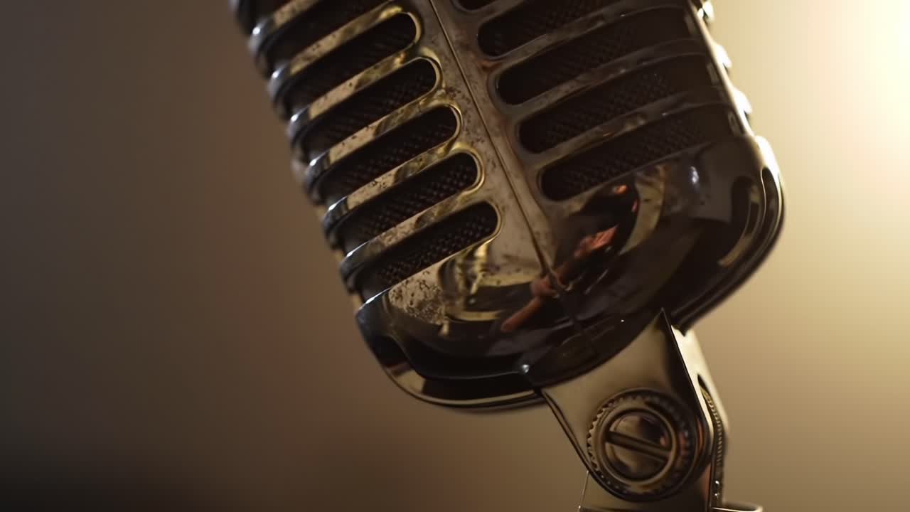 Capturing the Essence of Sound: A Vintage Microphone Illuminated in a Soft Glow – Perfect for Music Lovers and Audio Enthusiasts Seeking Nostalgic Vibes in Their Creations