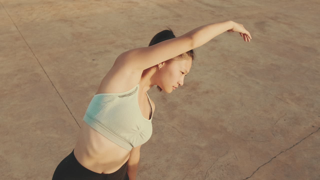Asian woman exercising
