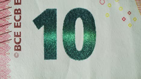 close-up of a 10 euro banknote