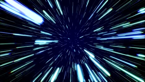 hyperspace jump through the stars to a distant space seamless loop. neon rays