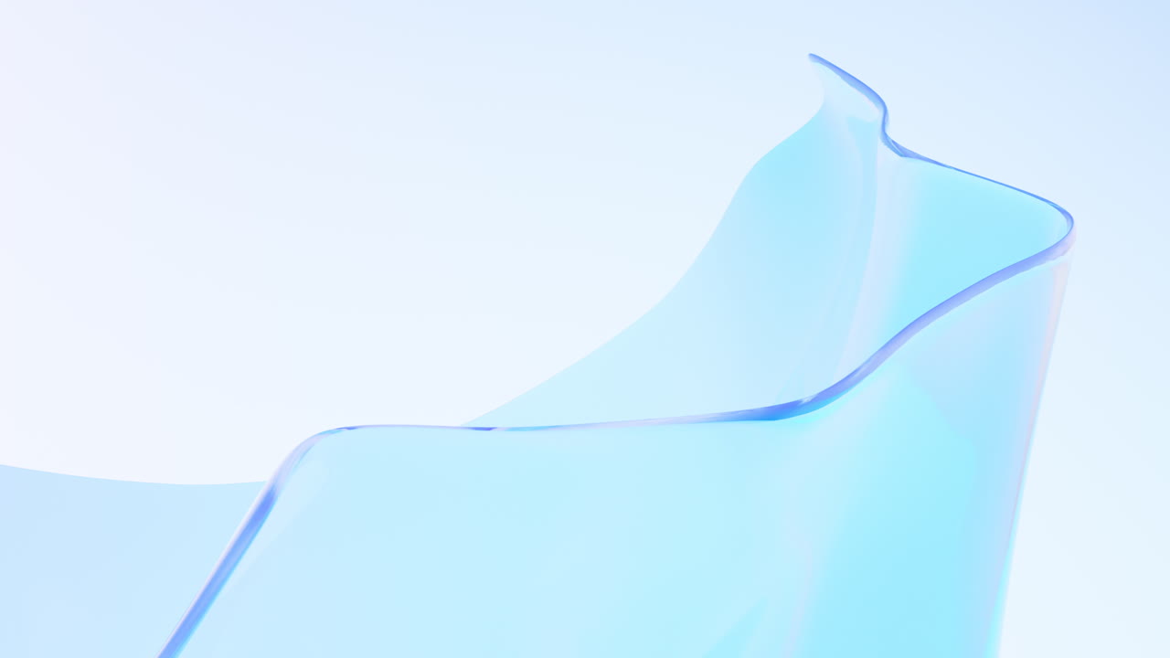 Flowing wave transparent glass cloth, 3d rendering.