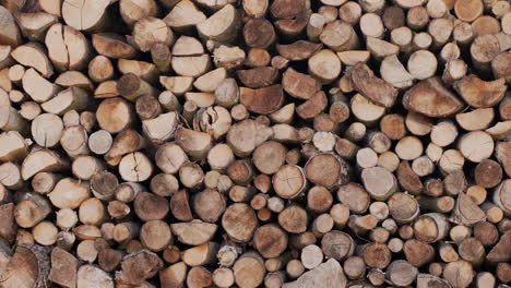 close-up of chopped firewood for heating season