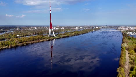 famous television tower and broadcasting tower in riga, latvia