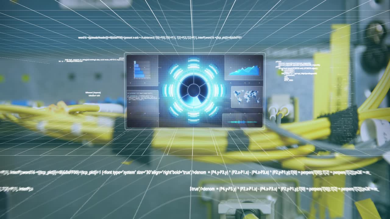 Animation of scope scanning and data processing over cables of computer server