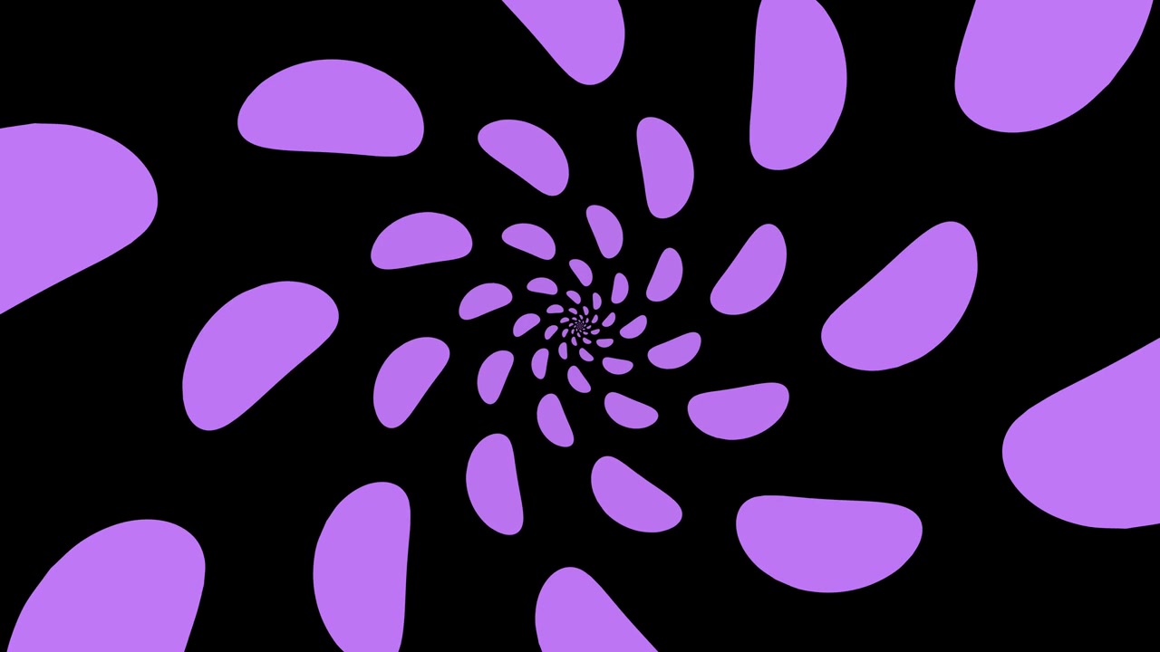 Purple circulating changing shapes on black background
