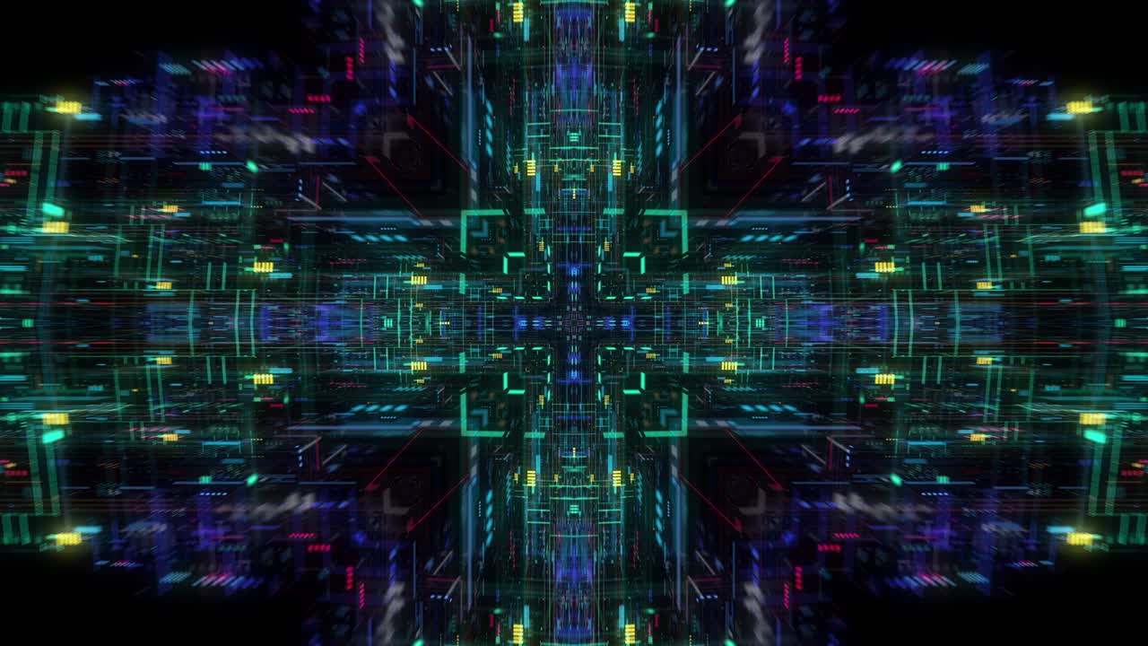 un bucle sin fisuras de fondo tecnológico futurista abstracto, circuitos flotantes, gráficos, elementos de dígitos.