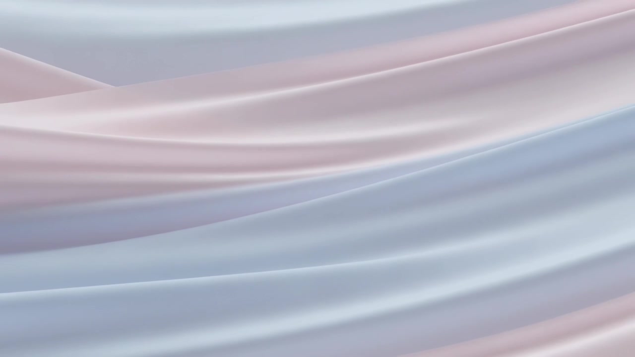 Rippling layered fabric bands responding to soft light, moving in studio with silky pastel sheen