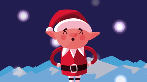 merry christmas animation with little elf