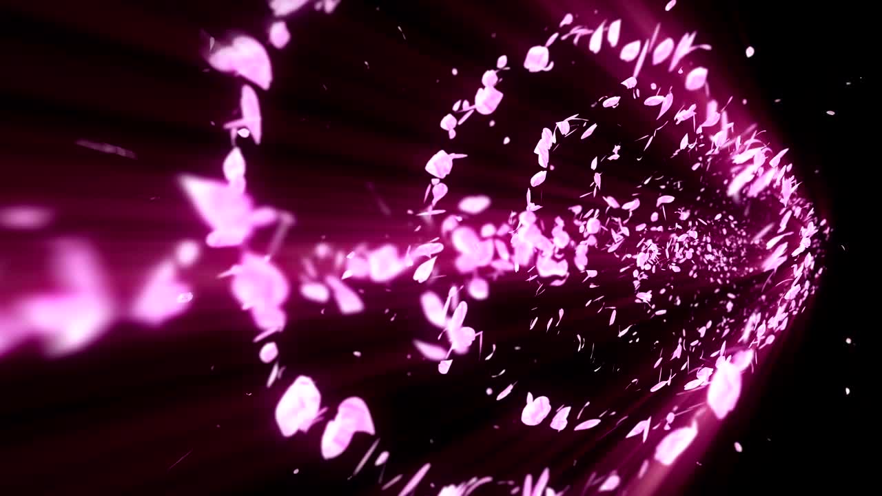 espiral partícula brillante de las flores de cerezo. patrón sakura. baile de cerezo japonés. vórtice de pétalos rosados. animación de bucle abstracto.