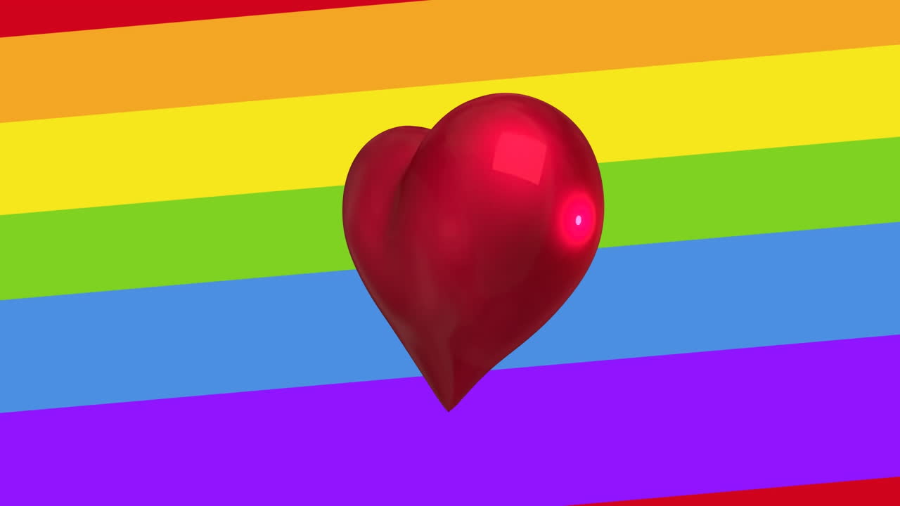 animación del corazón sobre el fondo del arco iris