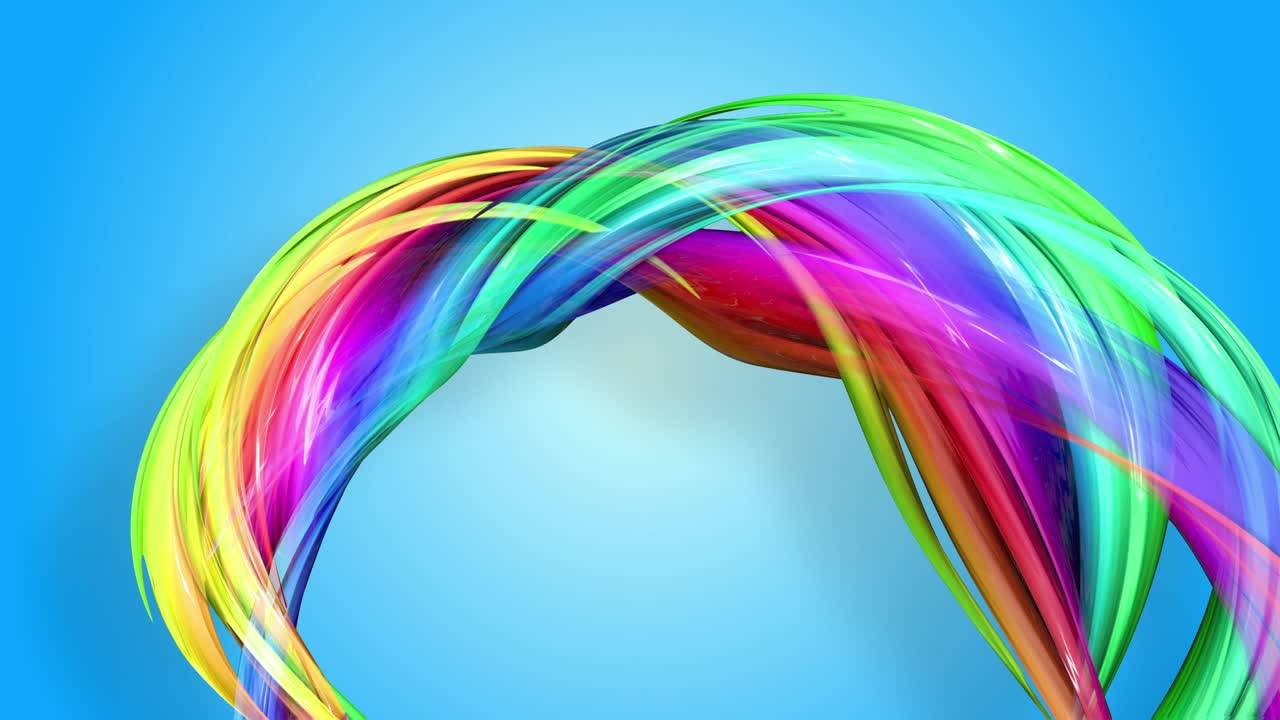 무지개 줄무는 원형으로 움직이고 추상적인 배경으로 휘어집니다.