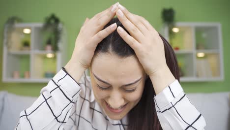 depressed young woman with nerves yelling, screaming.