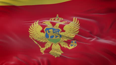 montenegro flag waving in the wind with highly detailed fabric texture. seamless loop