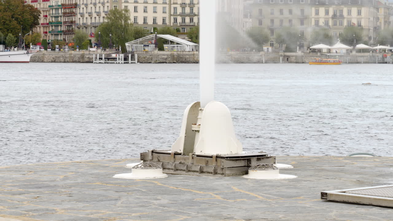 High-Pressure Water Jet Fountain on Lake Geneva
