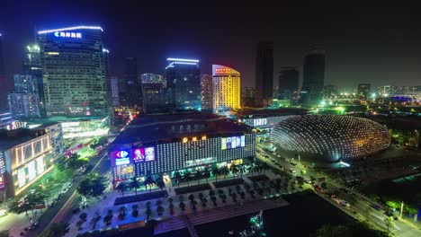 china shenzen techo superior luz nocturna ciudad panorama 4k lapso de tiempo