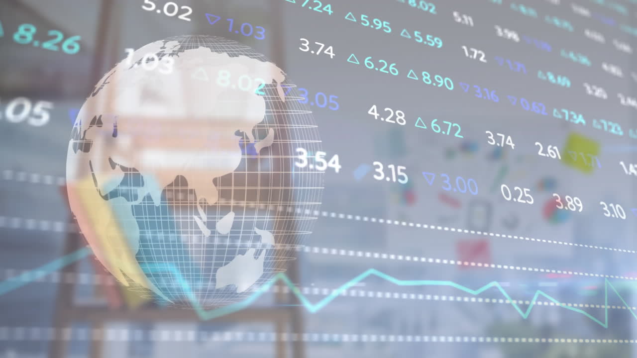 animación del procesamiento de datos financieros en todo el mundo y en el aula