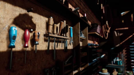 vintage tools in a rustic workshop