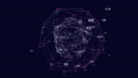 animación del globo y las conexiones con procesamiento de datos sobre fondo negro