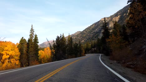 fall foliage pov driving in the rocky mountains of colorado