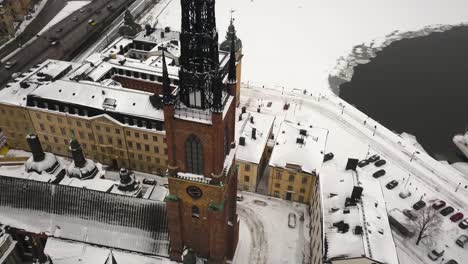 historical landmark of the riddarholmen islet in central stockholm, sweden