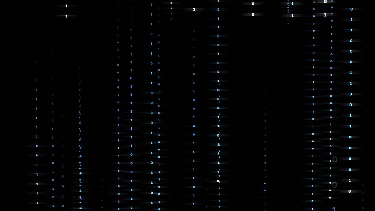 Blue color lines of 0 and 1 falling down like in Matrix