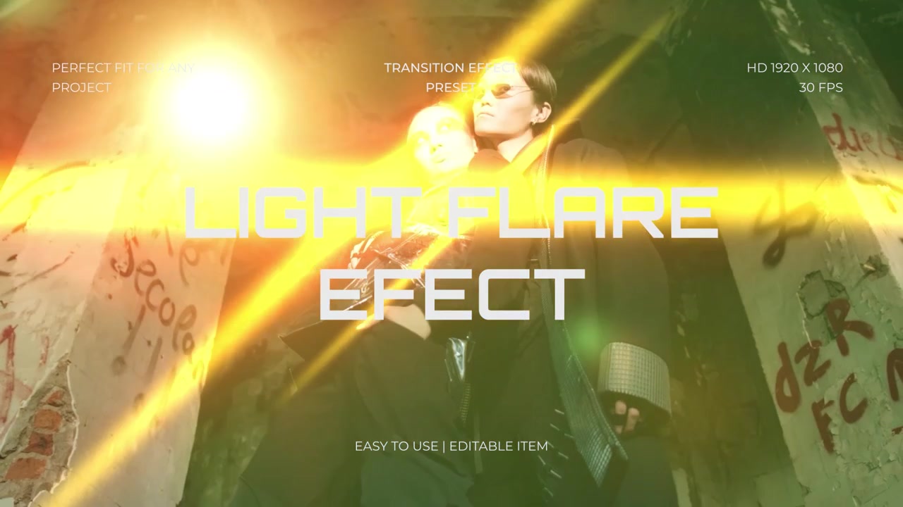Preset Effetto di Transizione con Bagliore di Luce Intensa.