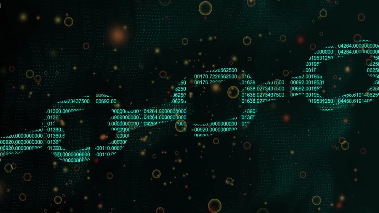 Animation of block chain over black background with circles