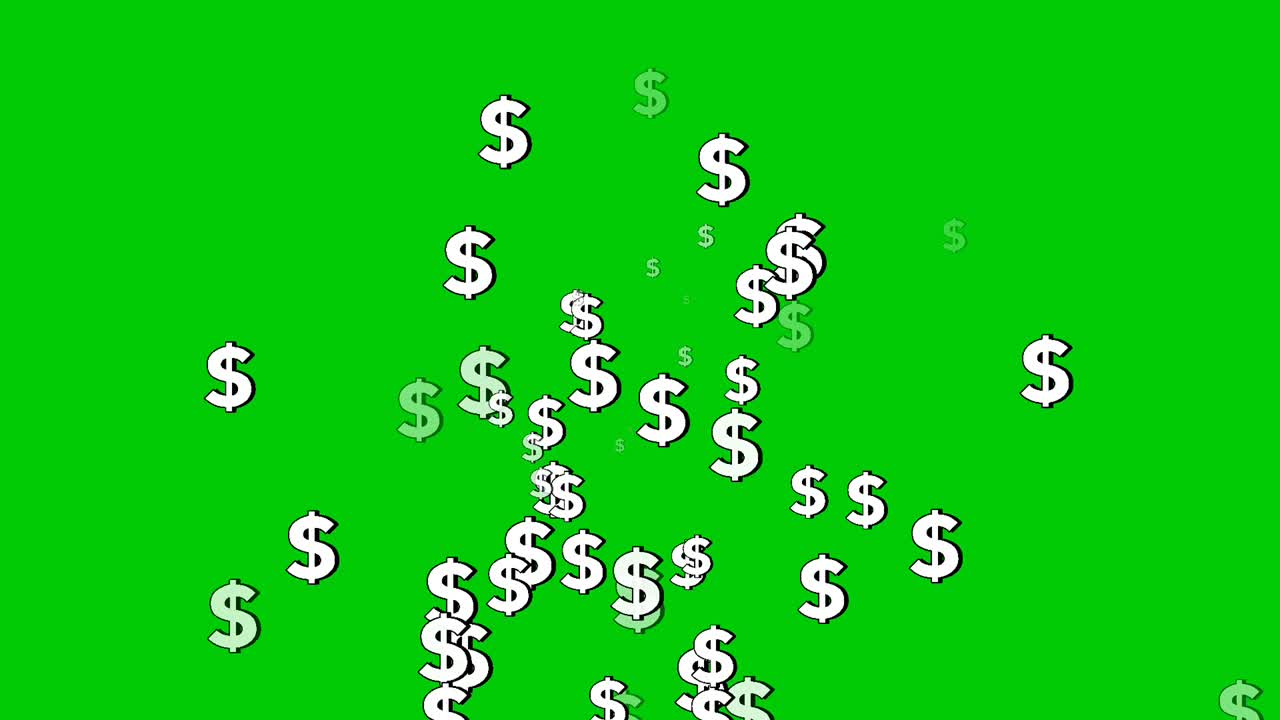 Green screen animation of rain dollar icon. Perfect for video editing ...