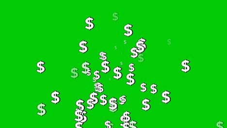 green screen animation of rain dollar icon. perfect for video editing, finance content, or visual effects. use this loop able clip in your projects for creative money-themed visuals.