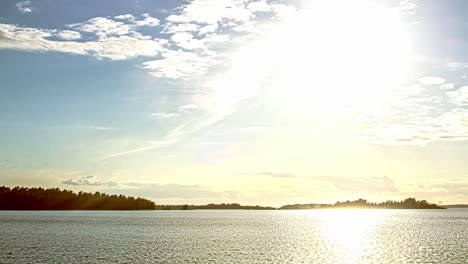 golden sunset light over a lake in europe