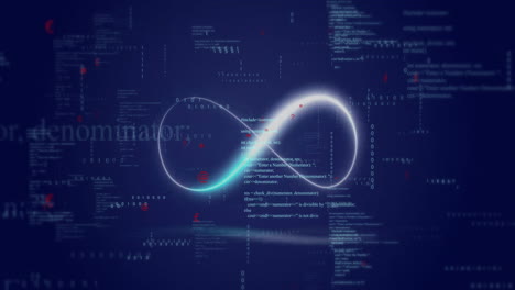 animation of digital data processing over infinity sign