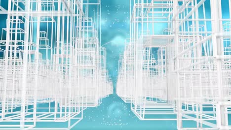 Animation-Einer-3D-Stadtlandschaft,-Die-Sich-über-Den-Globus-Der-Verbindungen-Bewegt