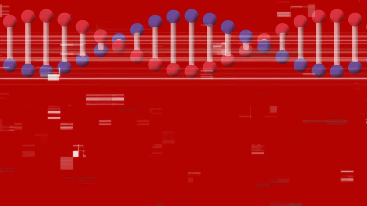 dna 가닥이 회전하는 애니메이션과 데이터 처리가 있습니다.