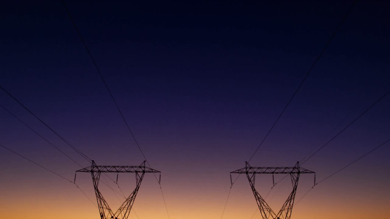 Electric poles during sunset 4K 4k