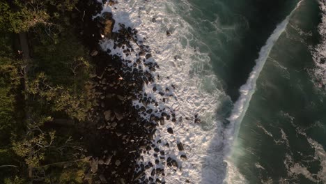 aerial views over burleigh heads on the gold coast, australia at sunrise