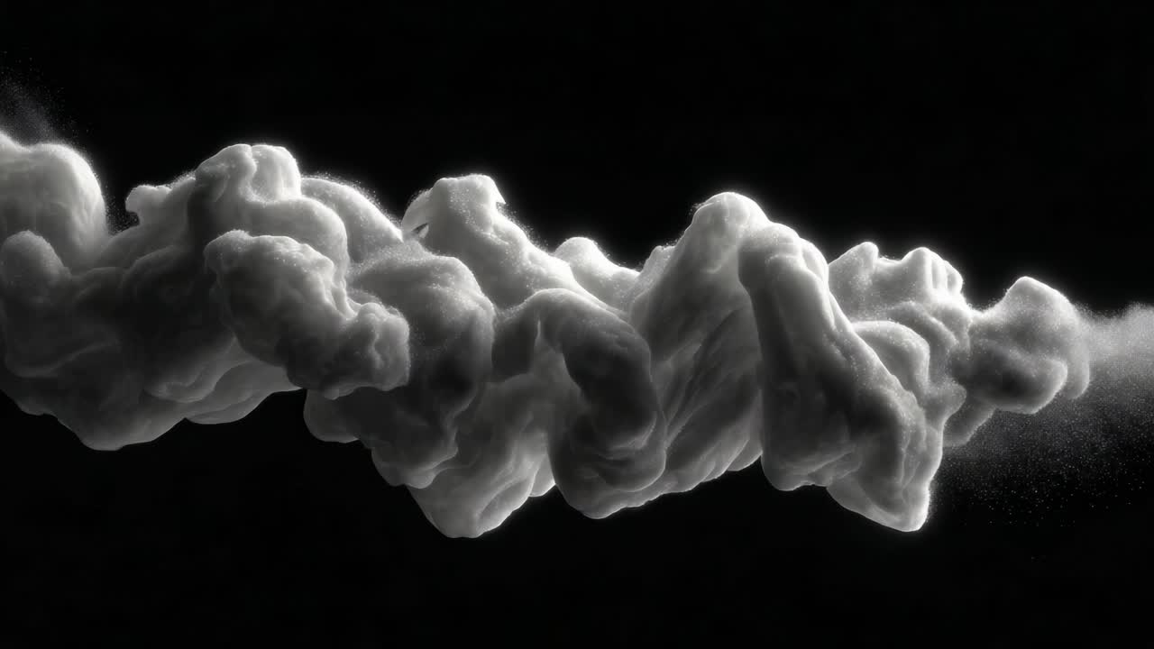 A mesmerizing visual journey through swirling clouds of vapor, showcasing intricate shapes and textures against a stark black background, evoking a sense of ethereal beauty and mystery