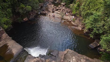 unbelievable aerial view flight thailand jungle waterfall lake at koh kood island 2022