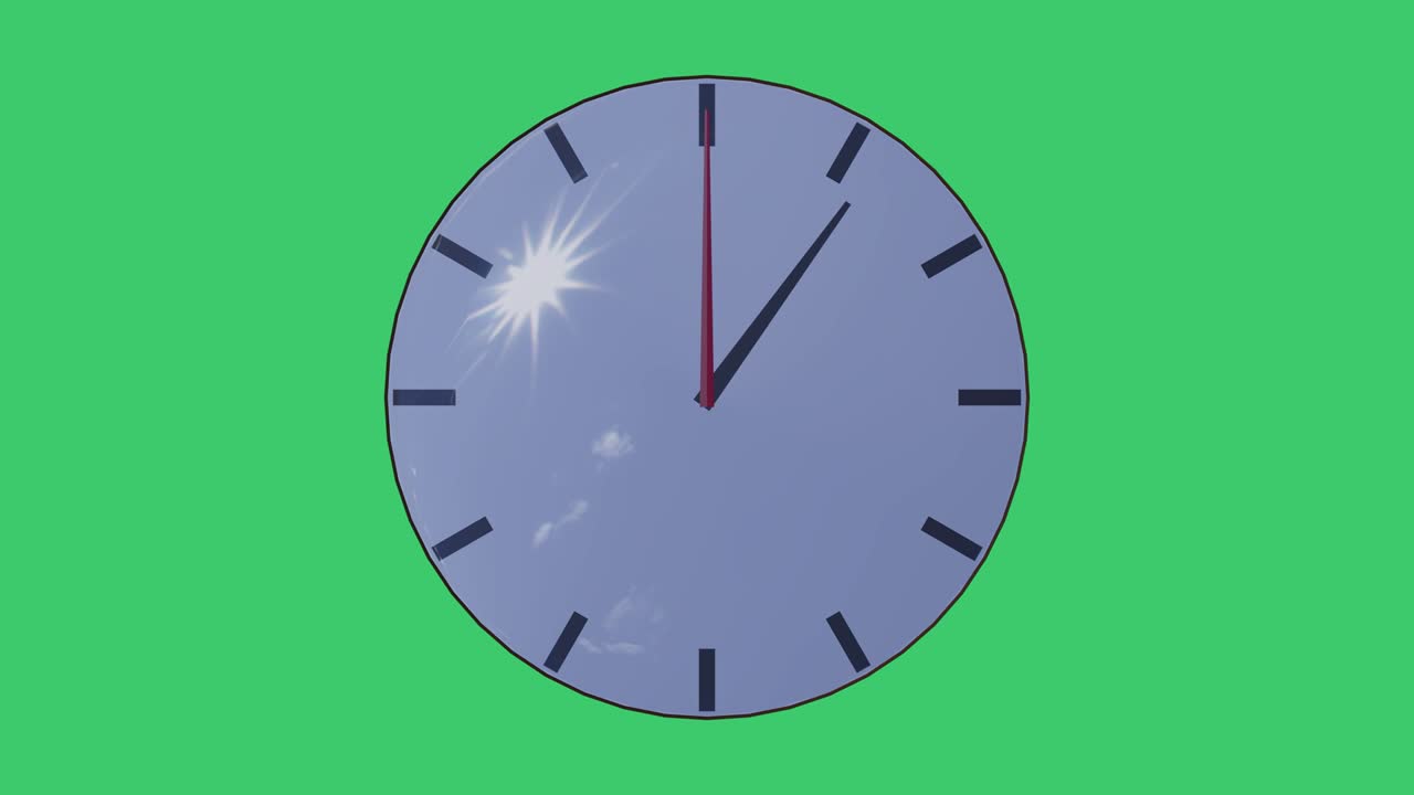 Stopwatch on a green background with sun glare on glass, loop