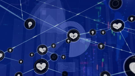 Animation-Des-Netzwerks-Von-Verbindungen-Mit-Symbolen-über-Statistiken