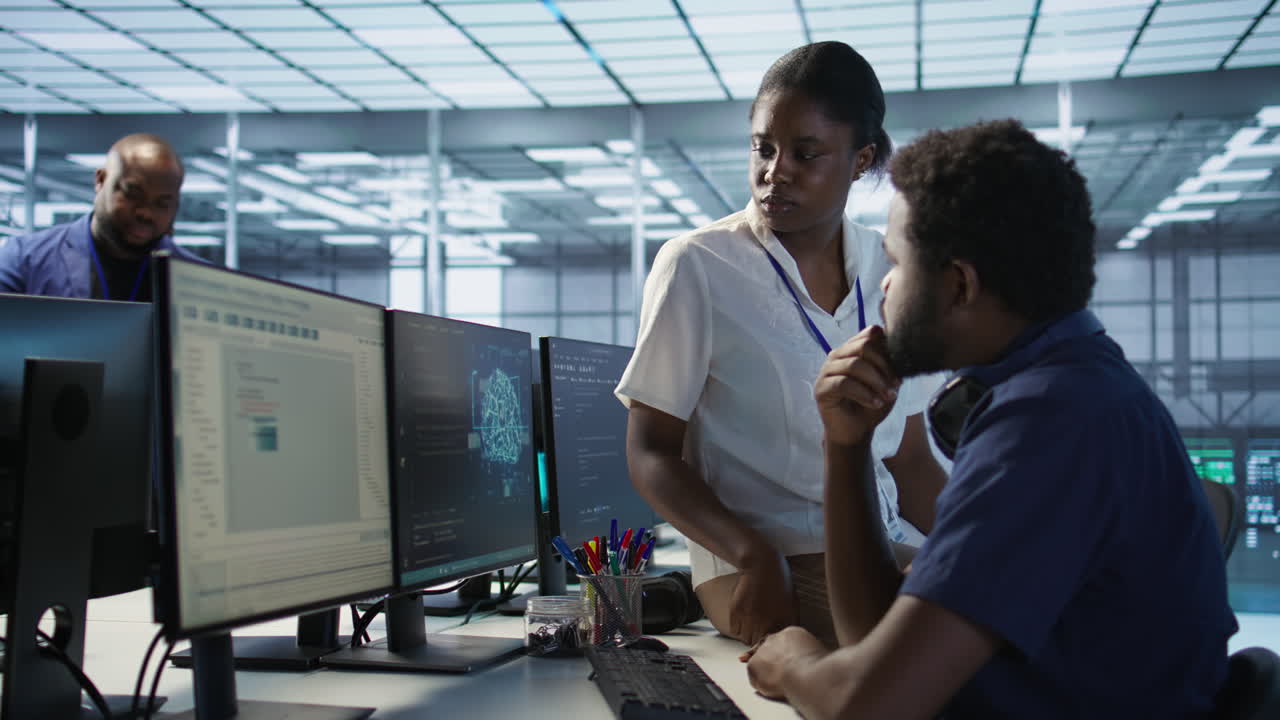 colaboración del equipo técnico en la sala de servidores