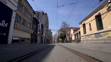 i̇stiklal avenue at covid-19 pandemic curfew no people.