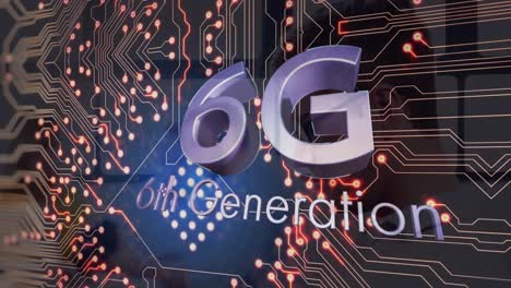 animation of 6g and integrated circuit over people working