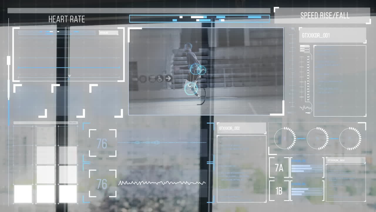 animación digital de la interfaz digital con el procesamiento de datos deportivos