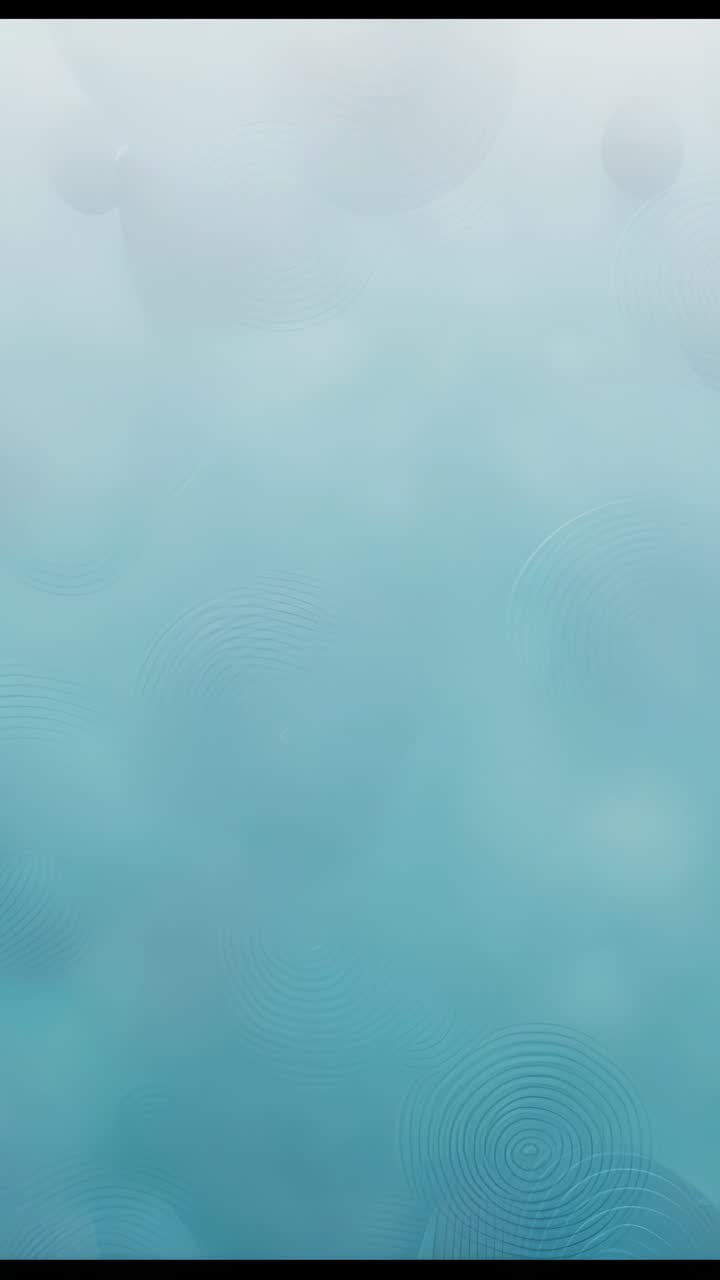 Vertical video: Displaying abstract teal backdrop featuring floating light spots and rippling rings